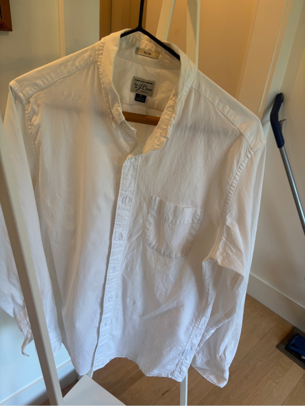 J. Crew Men's White Long-Sleeve Button-Up Shirt